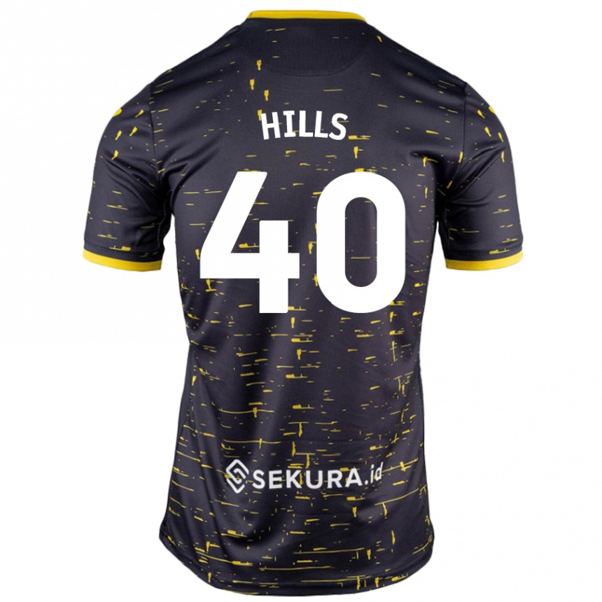 Kids Football Brad Hills #40 Black Yellow Away Jersey 2024/25 T-Shirt Canada