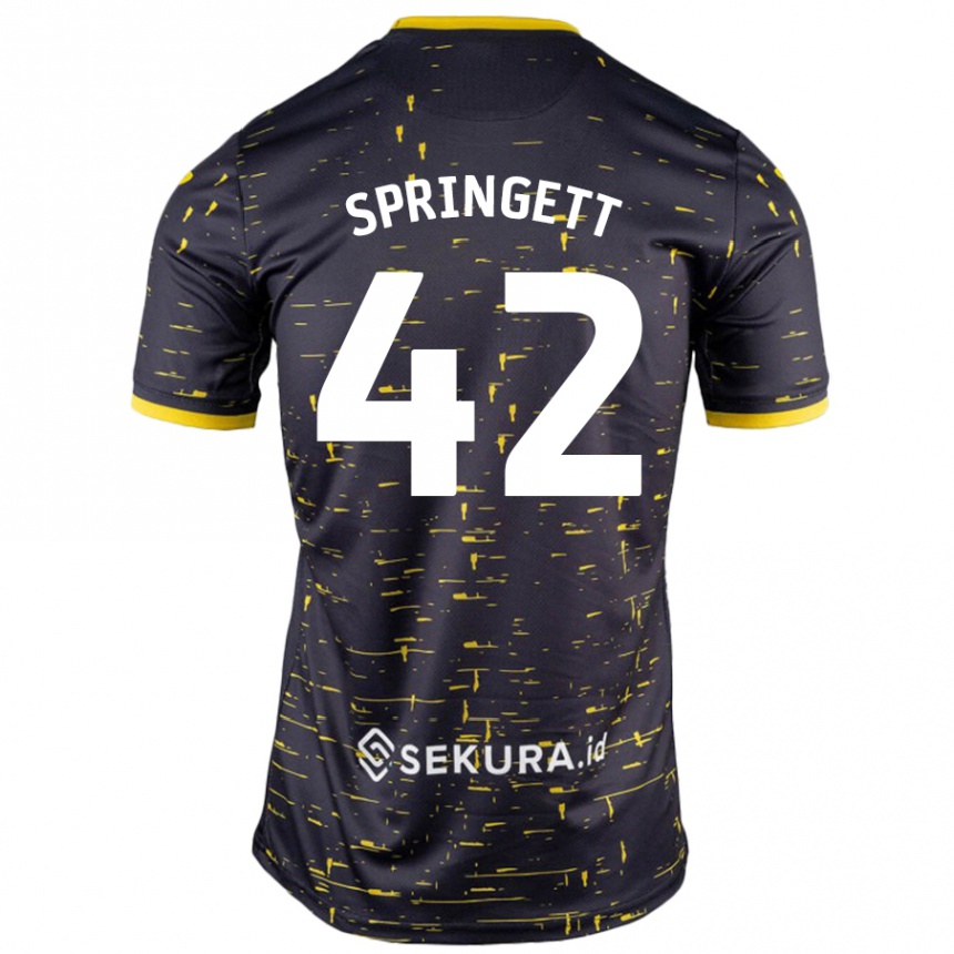 Kids Football Tony Springett #42 Black Yellow Away Jersey 2024/25 T-Shirt Canada