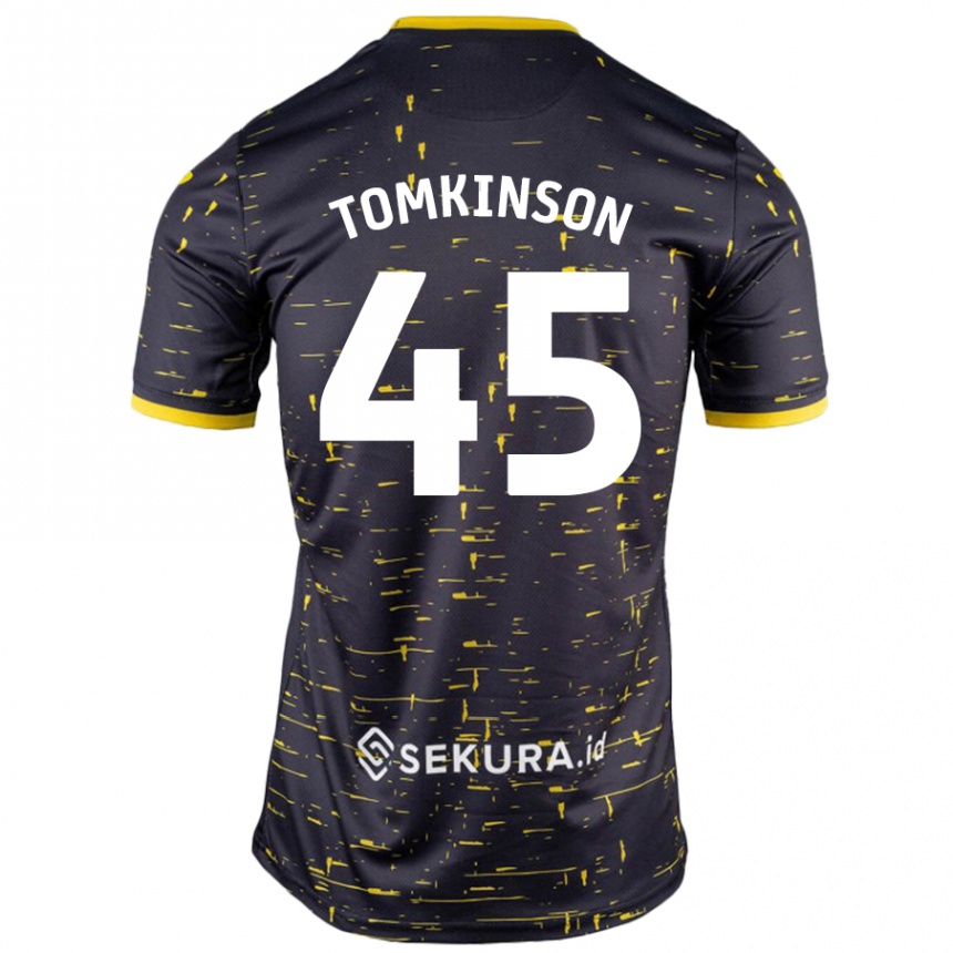 Kids Football Jonathan Tomkinson #45 Black Yellow Away Jersey 2024/25 T-Shirt Canada