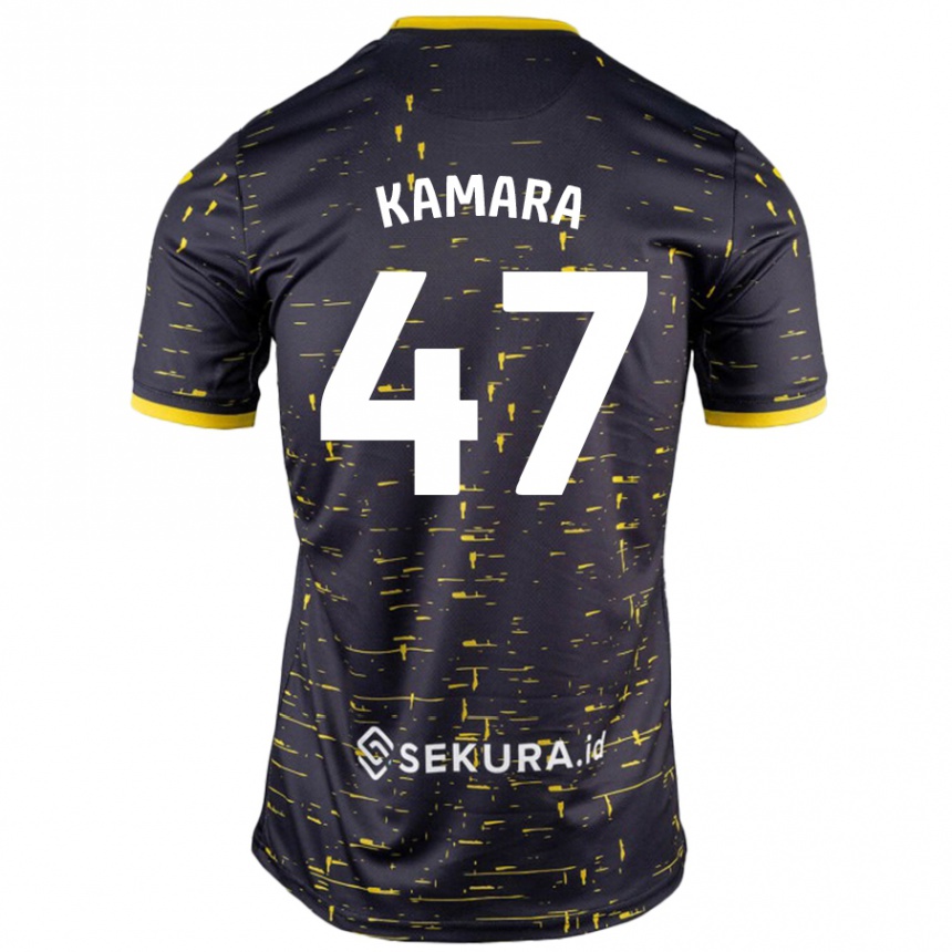 Kids Football Abu Kamara #47 Black Yellow Away Jersey 2024/25 T-Shirt Canada