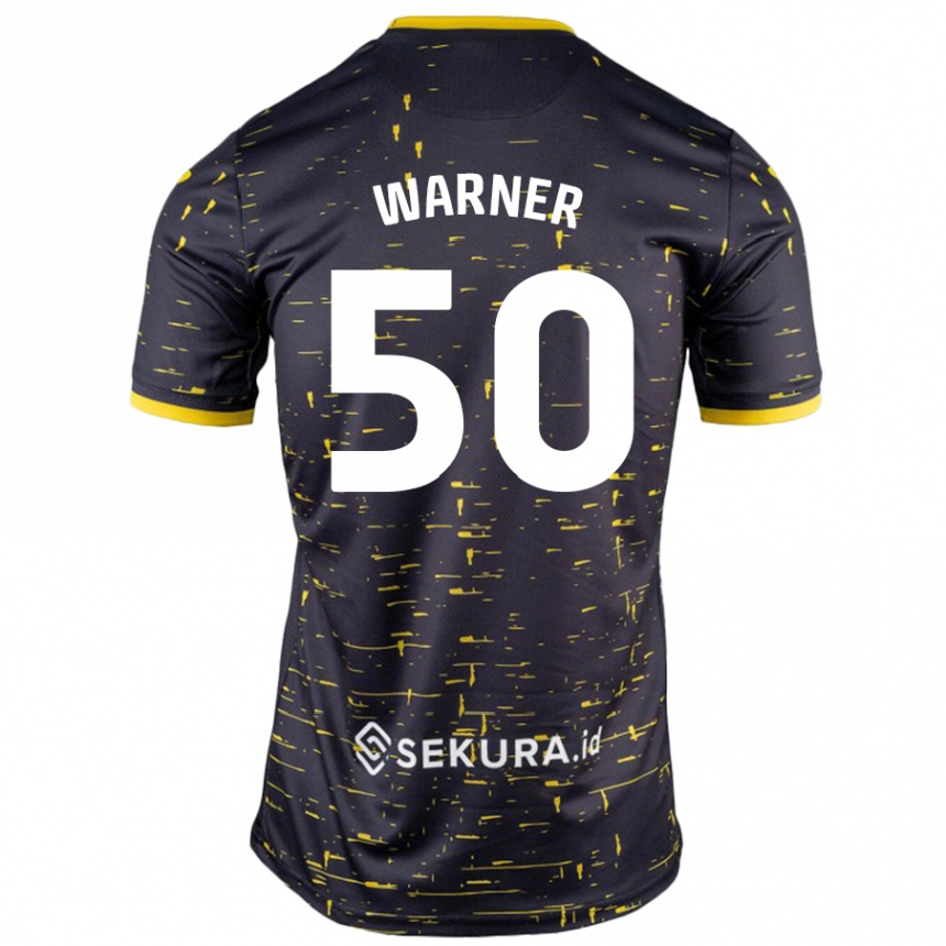 Kids Football Jaden Warner #50 Black Yellow Away Jersey 2024/25 T-Shirt Canada