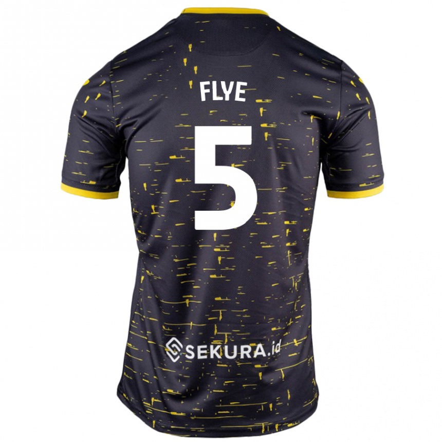 Kids Football Ceri Flye #5 Black Yellow Away Jersey 2024/25 T-Shirt Canada