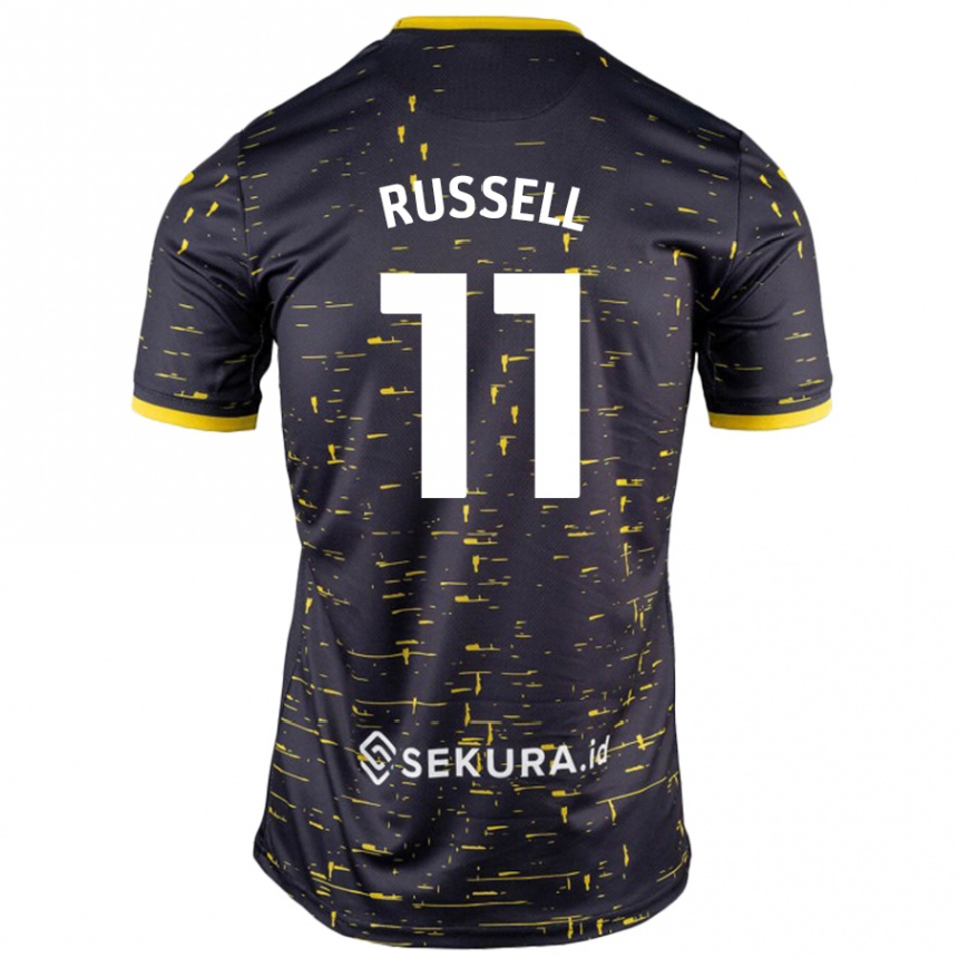 Kids Football Rebecca Russell #11 Black Yellow Away Jersey 2024/25 T-Shirt Canada