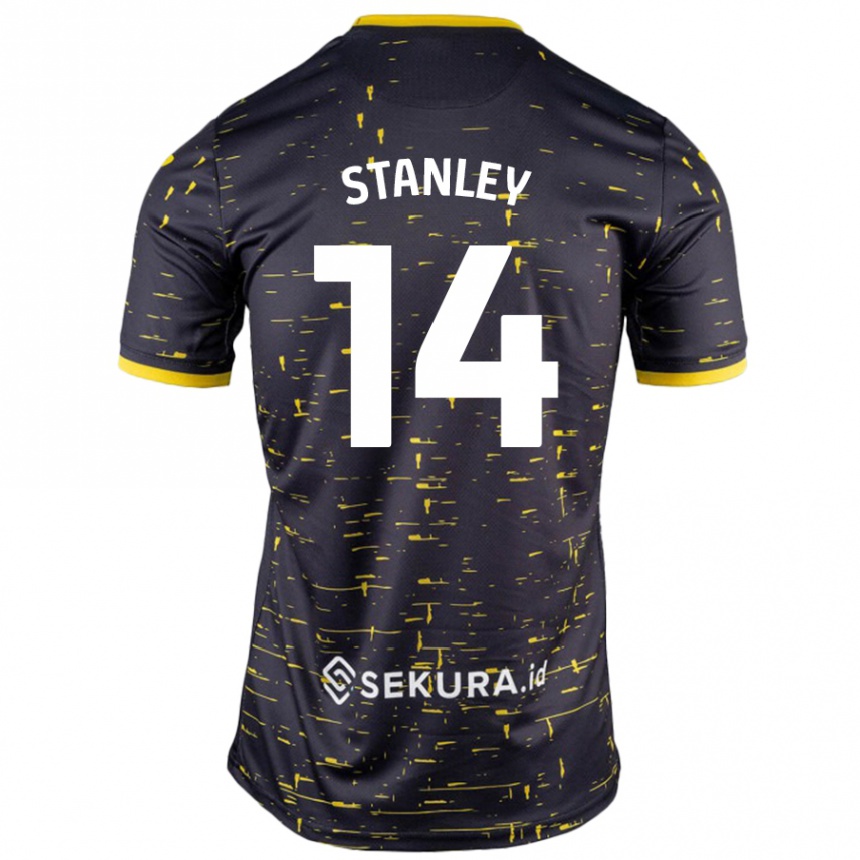 Kids Football Kathryn Stanley #14 Black Yellow Away Jersey 2024/25 T-Shirt Canada