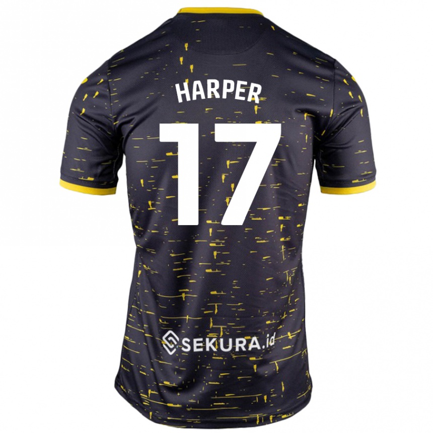 Kids Football Jess Harper #17 Black Yellow Away Jersey 2024/25 T-Shirt Canada