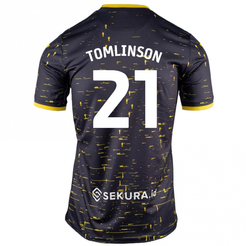 Kids Football Lauren Tomlinson #21 Black Yellow Away Jersey 2024/25 T-Shirt Canada