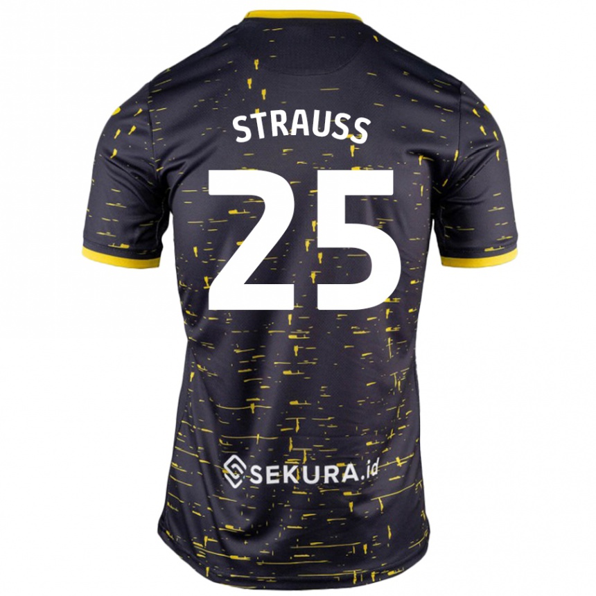 Kids Football Hope Strauss #25 Black Yellow Away Jersey 2024/25 T-Shirt Canada