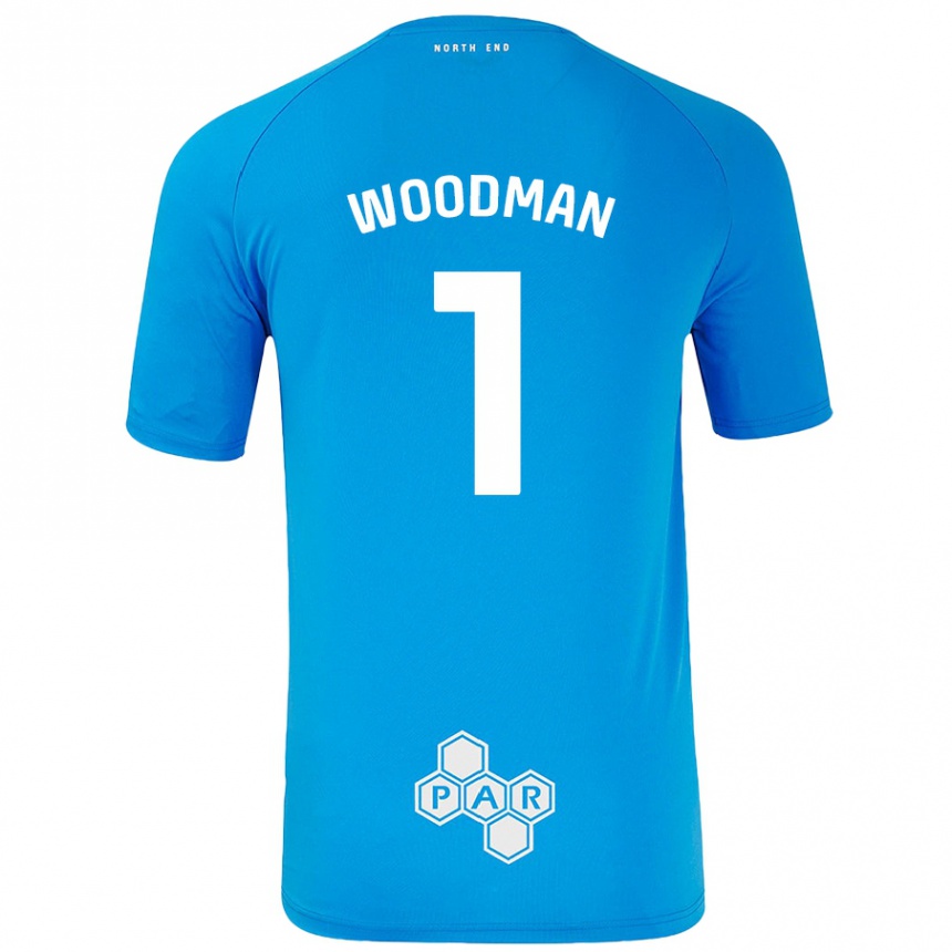 Kids Football Freddie Woodman #1 Sky Blue Away Jersey 2024/25 T-Shirt Canada