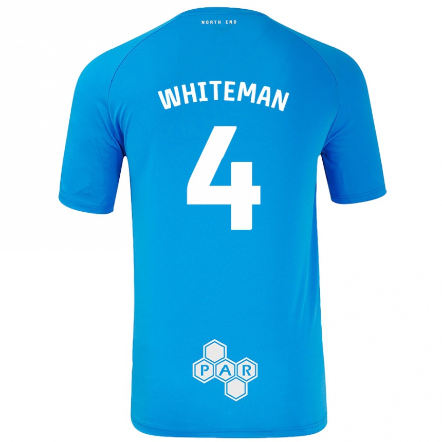 Kids Football Ben Whiteman #4 Sky Blue Away Jersey 2024/25 T-Shirt Canada