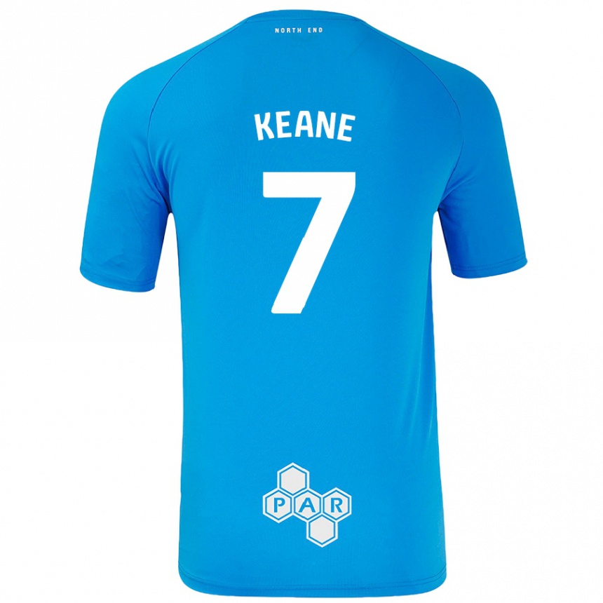 Kids Football Will Keane #7 Sky Blue Away Jersey 2024/25 T-Shirt Canada