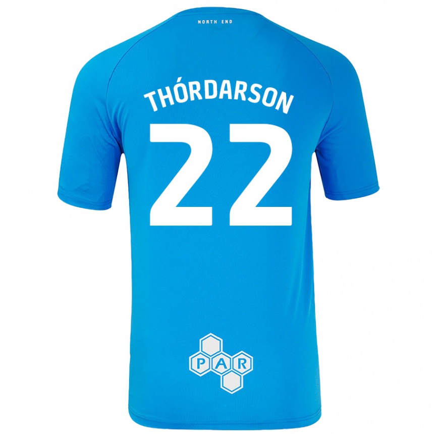 Kids Football Stefán Teitur Thórdarson #22 Sky Blue Away Jersey 2024/25 T-Shirt Canada