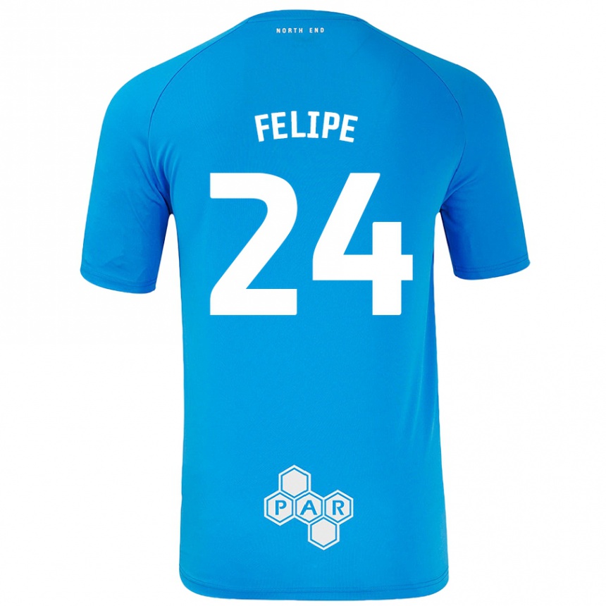 Kids Football Felipe #24 Sky Blue Away Jersey 2024/25 T-Shirt Canada