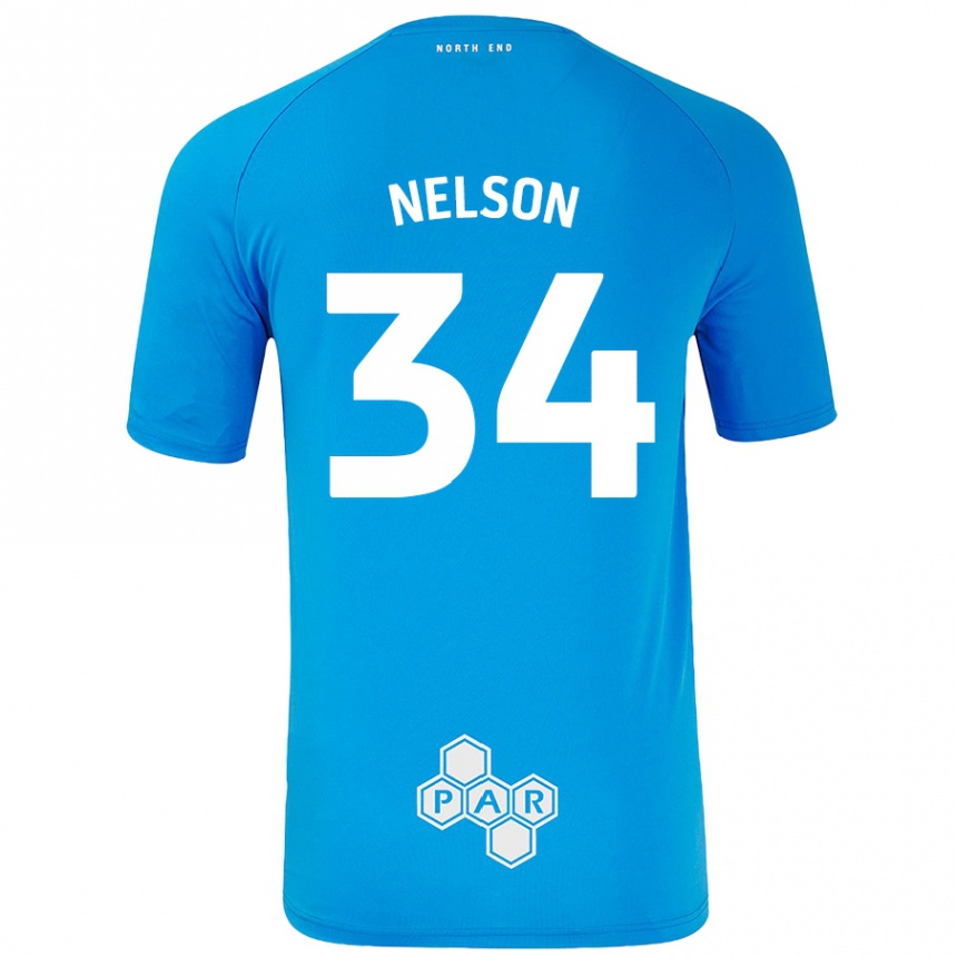 Kids Football Kitt Nelson #34 Sky Blue Away Jersey 2024/25 T-Shirt Canada