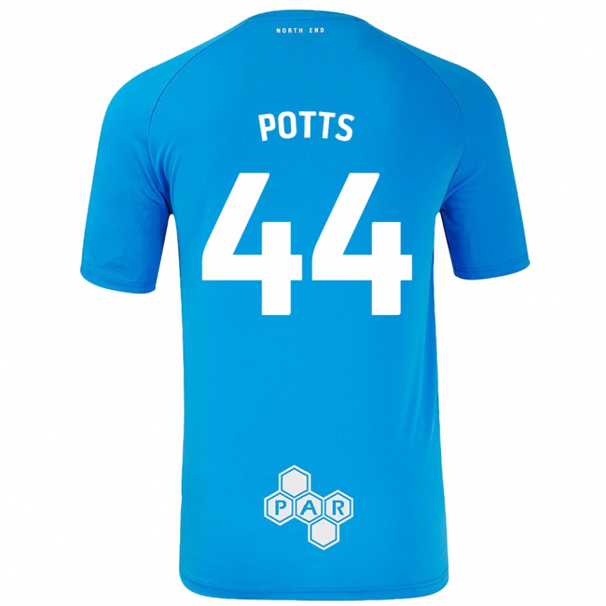 Kids Football Brad Potts #44 Sky Blue Away Jersey 2024/25 T-Shirt Canada