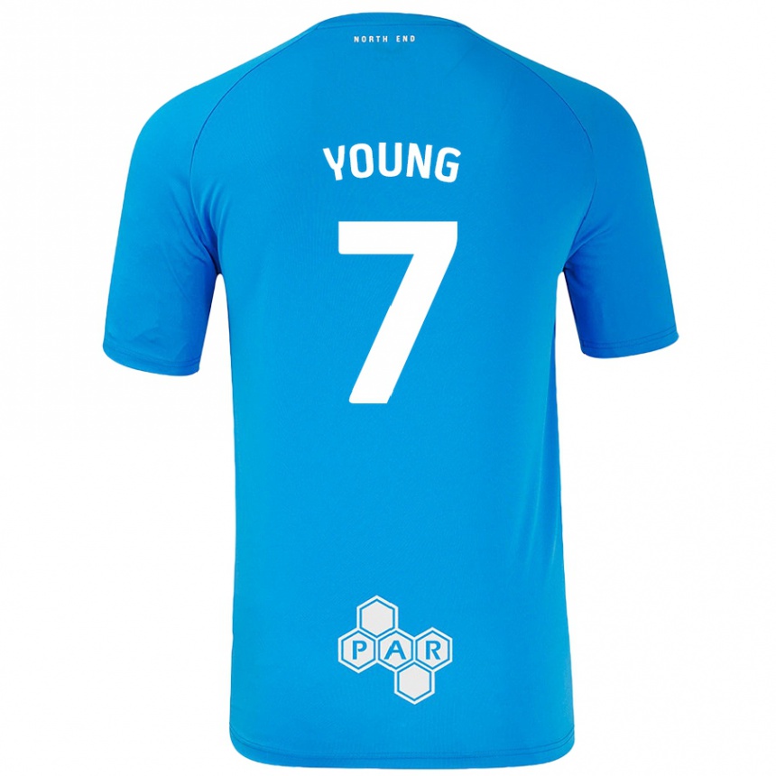 Kids Football Danielle Young #7 Sky Blue Away Jersey 2024/25 T-Shirt Canada