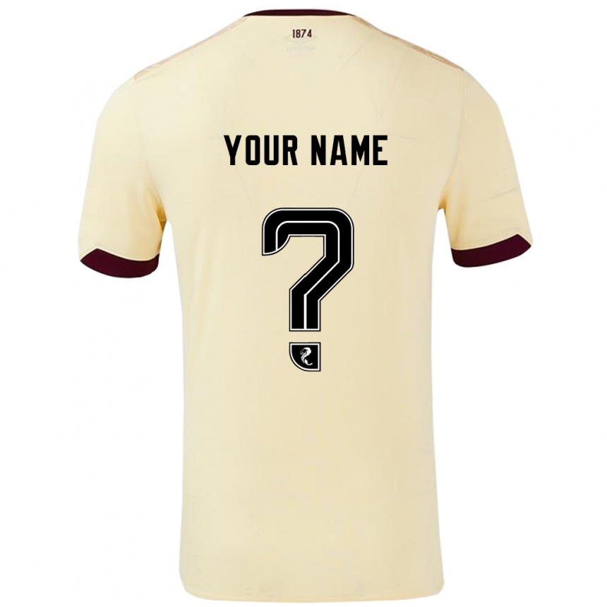 Kids Football Your Name #0 Cream Burgundy Away Jersey 2024/25 T-Shirt Canada