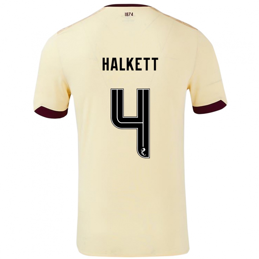 Kids Football Craig Halkett #4 Cream Burgundy Away Jersey 2024/25 T-Shirt Canada