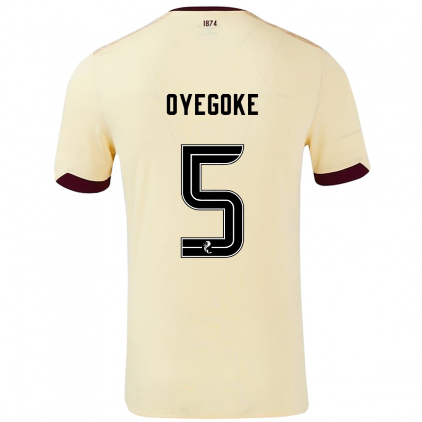 Kids Football Daniel Oyegoke #5 Cream Burgundy Away Jersey 2024/25 T-Shirt Canada