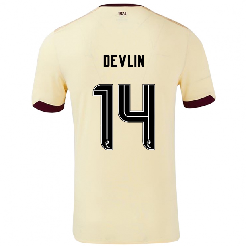 Kids Football Cammy Devlin #14 Cream Burgundy Away Jersey 2024/25 T-Shirt Canada