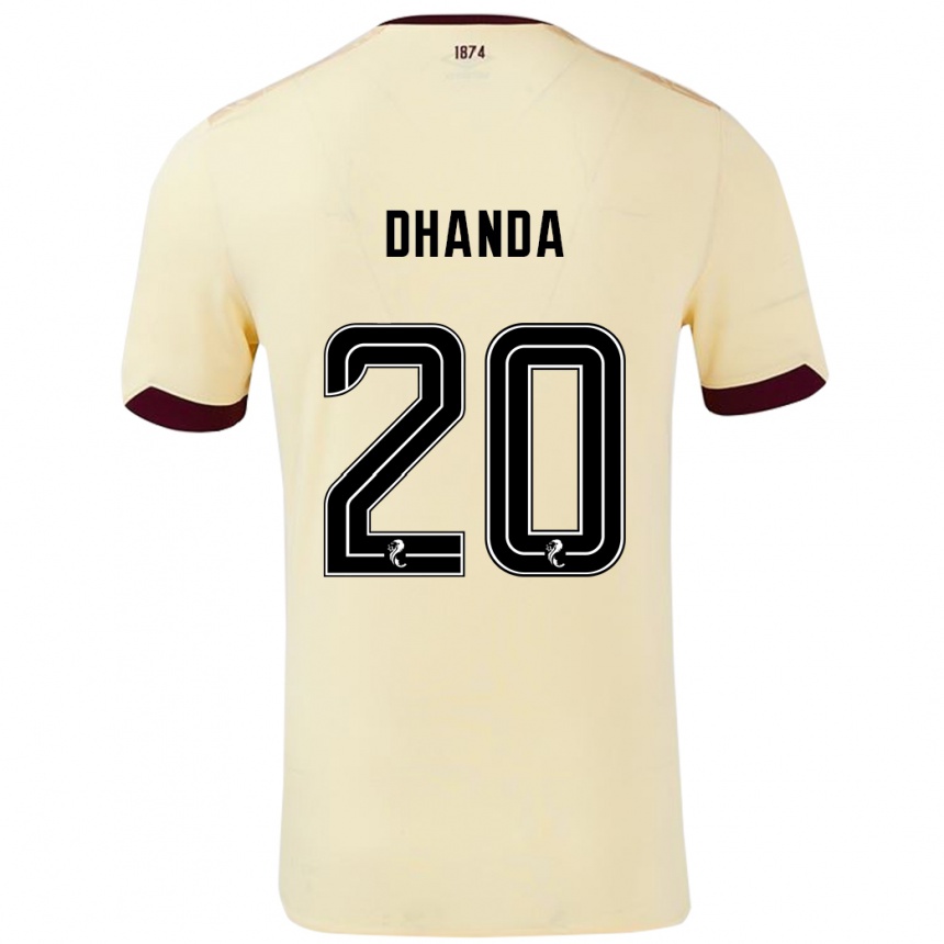 Kids Football Yan Dhanda #20 Cream Burgundy Away Jersey 2024/25 T-Shirt Canada