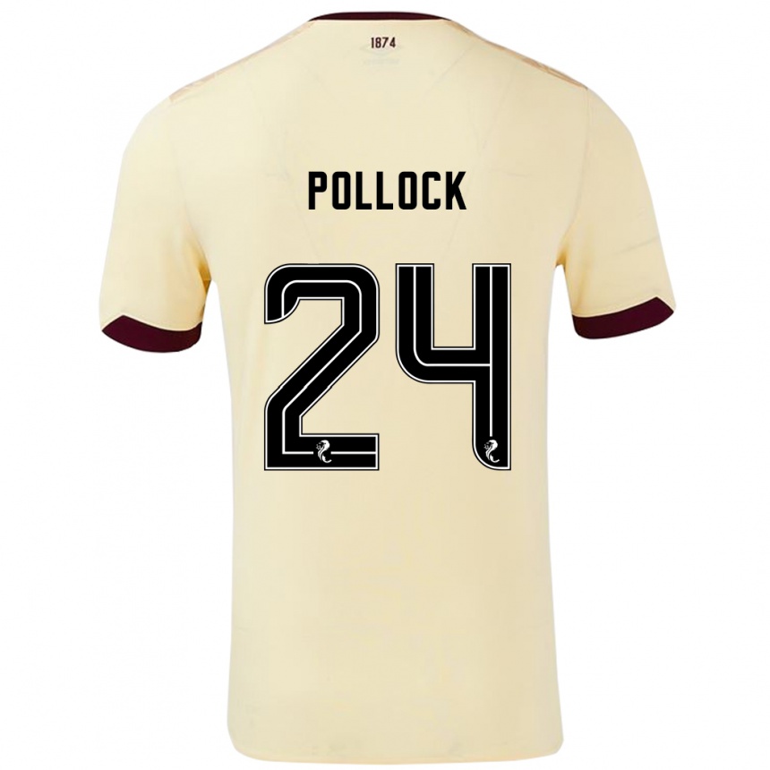 Kids Football Finlay Pollock #24 Cream Burgundy Away Jersey 2024/25 T-Shirt Canada