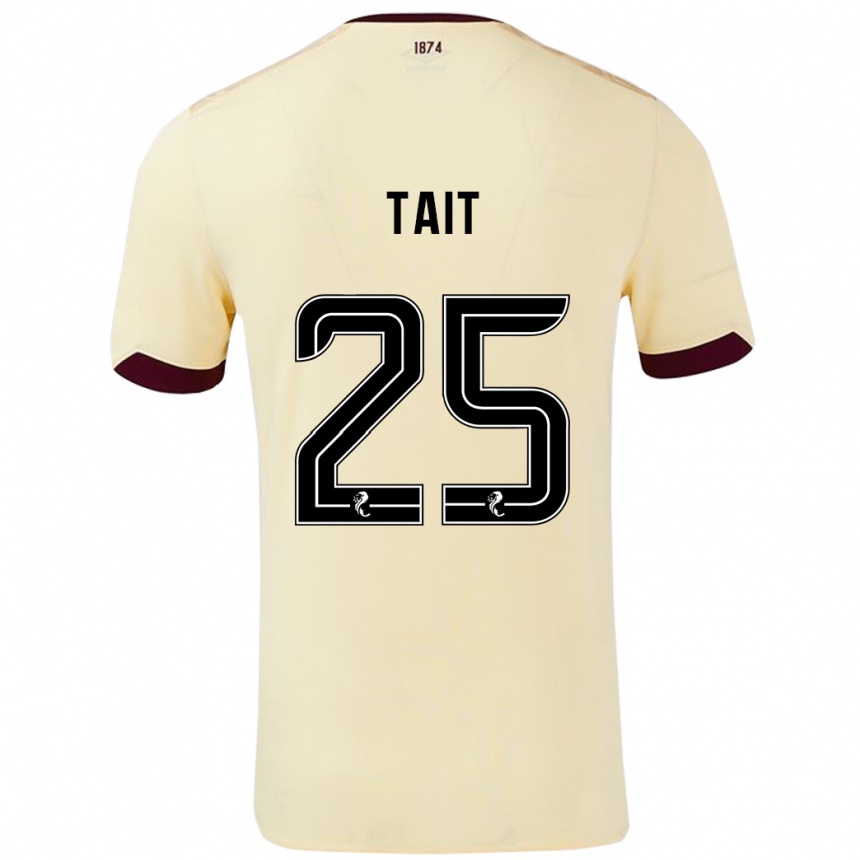 Kids Football Macaulay Tait #25 Cream Burgundy Away Jersey 2024/25 T-Shirt Canada