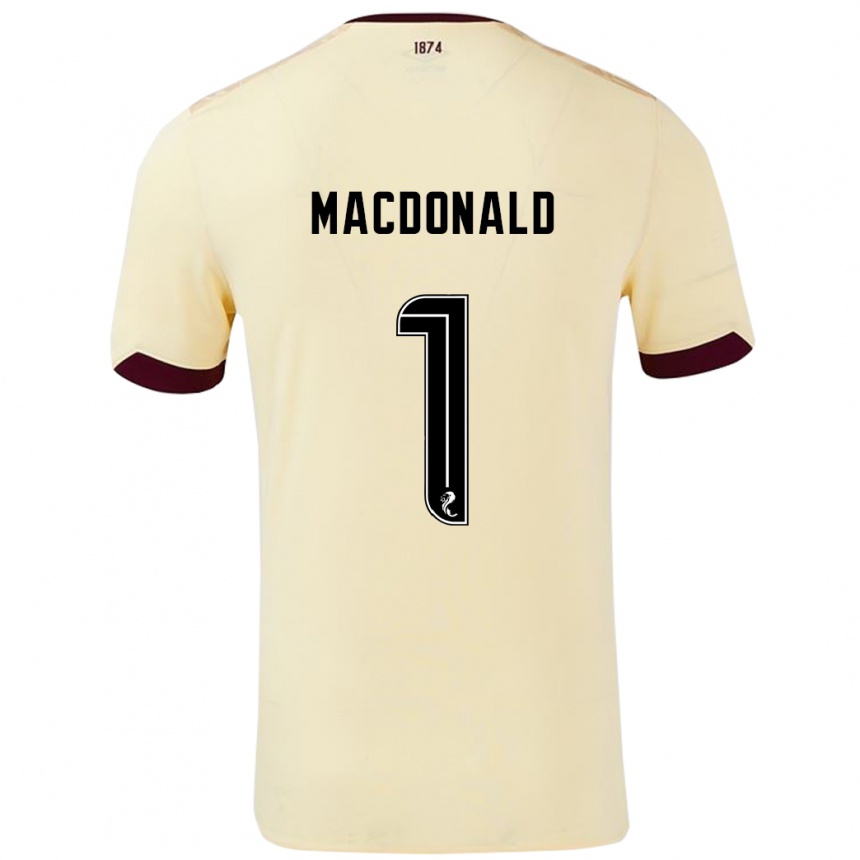 Kids Football Jamie Macdonald #1 Cream Burgundy Away Jersey 2024/25 T-Shirt Canada