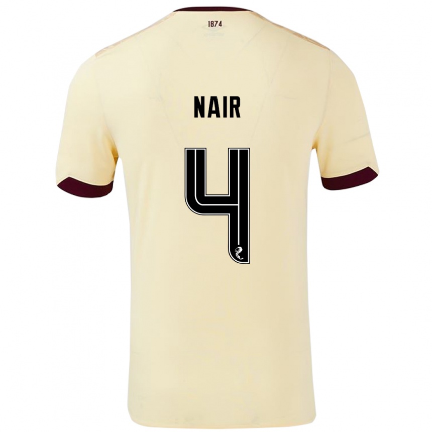 Kids Football Kenzi Nair #4 Cream Burgundy Away Jersey 2024/25 T-Shirt Canada