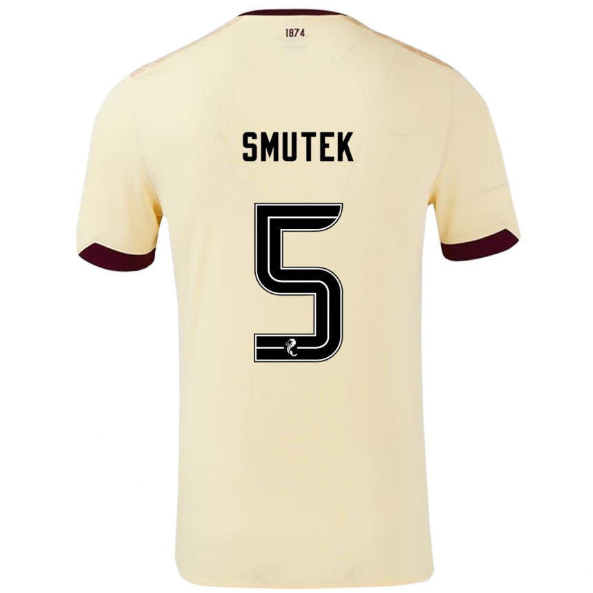 Kids Football Kai Smutek #5 Cream Burgundy Away Jersey 2024/25 T-Shirt Canada