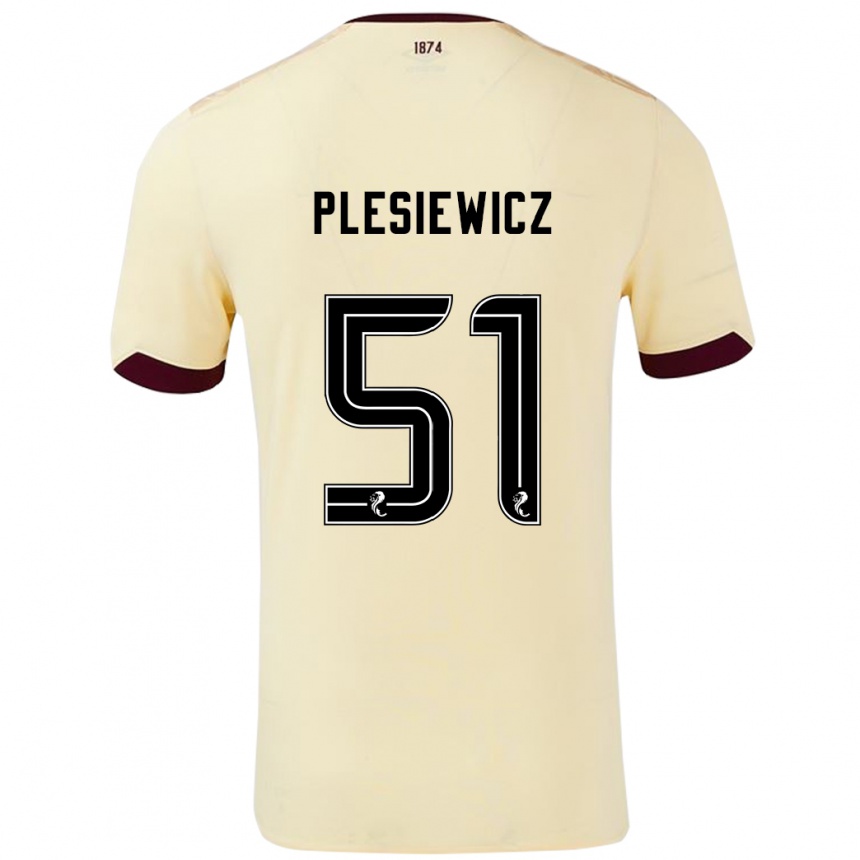 Kids Football Szymon Plesiewicz #51 Cream Burgundy Away Jersey 2024/25 T-Shirt Canada