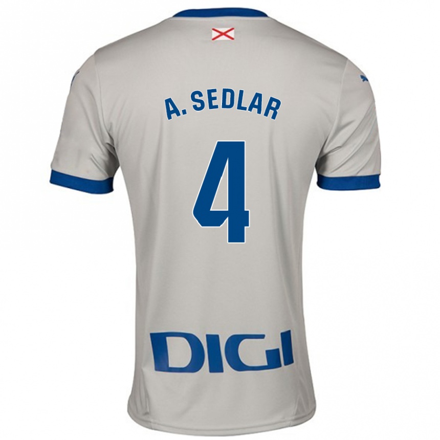 Kids Football Aleksandar Sedlar #4 Light Gray Away Jersey 2024/25 T-Shirt Canada