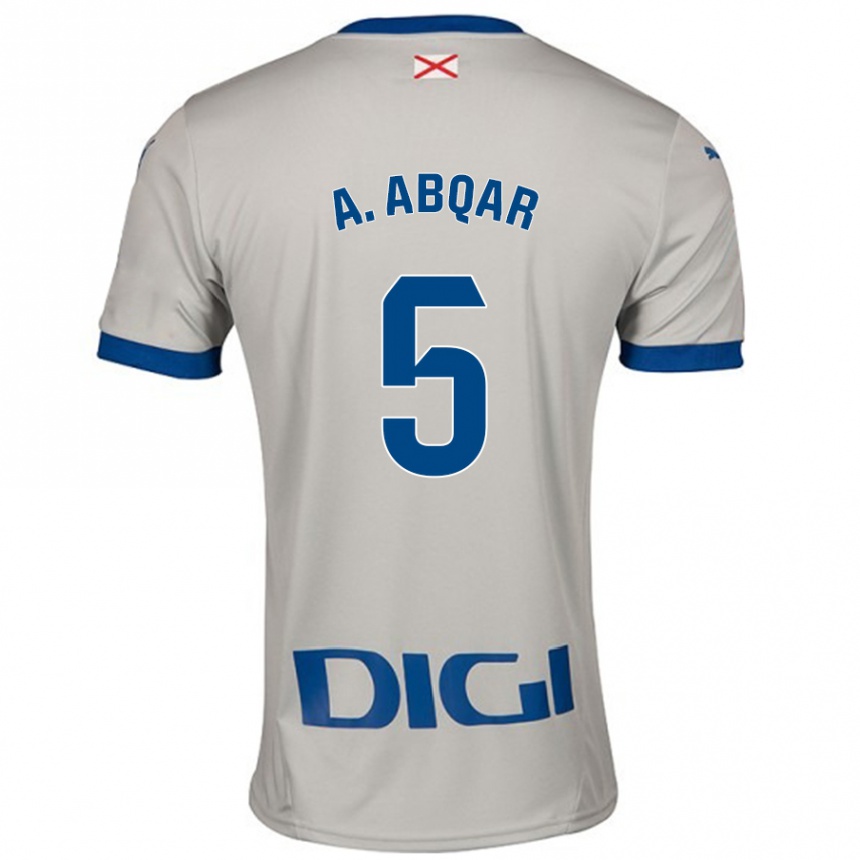 Kids Football Abdel Abqar #5 Light Gray Away Jersey 2024/25 T-Shirt Canada