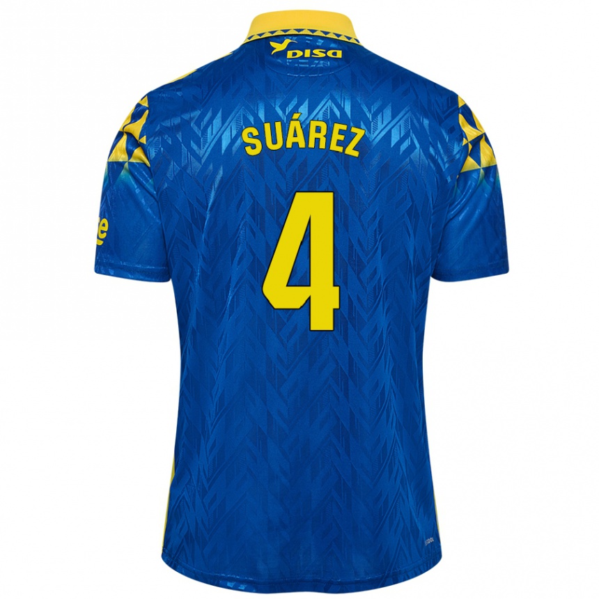 Kids Football Alex Suárez #4 Blue Yellow Away Jersey 2024/25 T-Shirt Canada