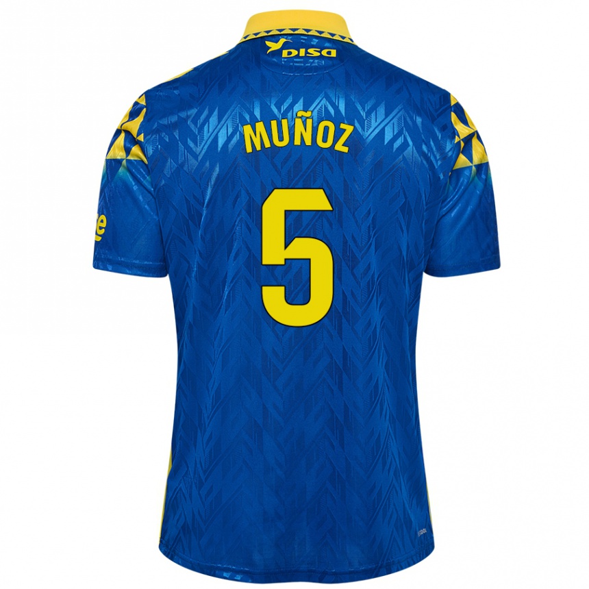 Kids Football Javi Muñoz #5 Blue Yellow Away Jersey 2024/25 T-Shirt Canada