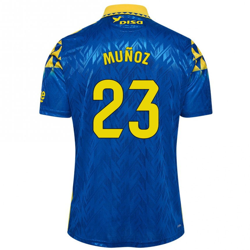 Kids Football Álex Muñoz #23 Blue Yellow Away Jersey 2024/25 T-Shirt Canada