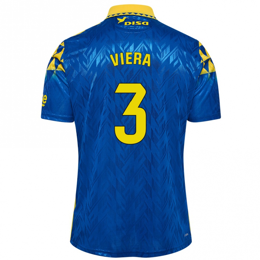 Kids Football Óliver Viera #3 Blue Yellow Away Jersey 2024/25 T-Shirt Canada