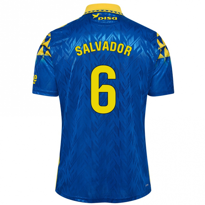 Kids Football Pol Salvador #6 Blue Yellow Away Jersey 2024/25 T-Shirt Canada