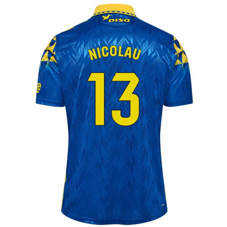 Kids Football Nacho Nicolau #13 Blue Yellow Away Jersey 2024/25 T-Shirt Canada