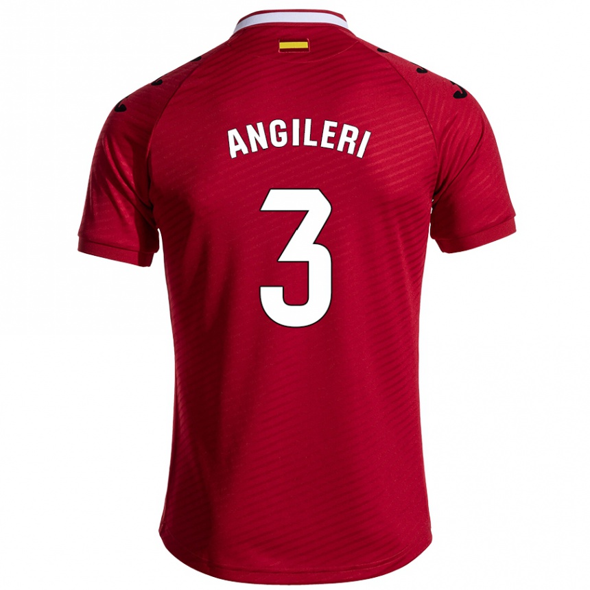 Kids Football Fabrizio Angileri #3 Dark Red Away Jersey 2024/25 T-Shirt Canada