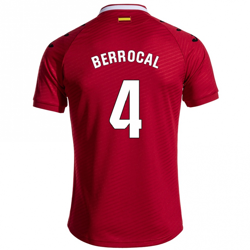 Kids Football Juan Berrocal #4 Dark Red Away Jersey 2024/25 T-Shirt Canada