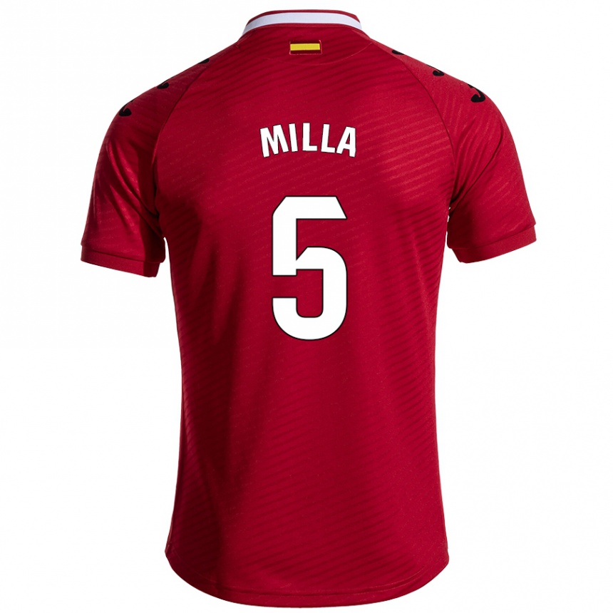 Kids Football Luis Milla #5 Dark Red Away Jersey 2024/25 T-Shirt Canada