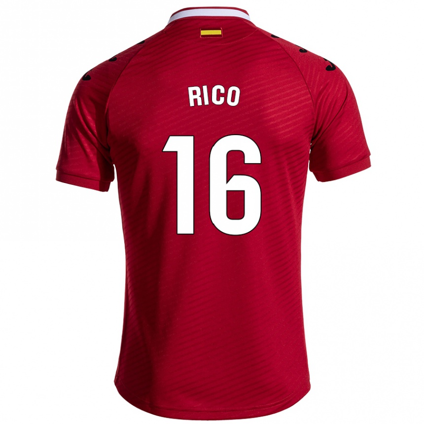 Kids Football Diego Rico #16 Dark Red Away Jersey 2024/25 T-Shirt Canada