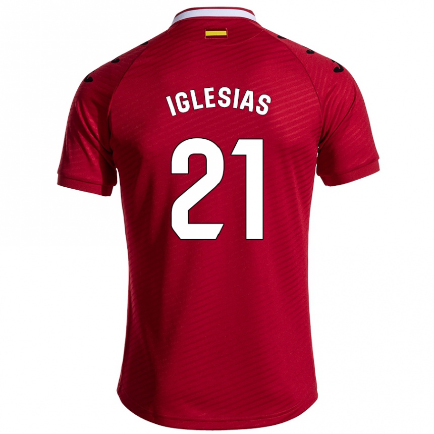 Kids Football Juan Iglesias #21 Dark Red Away Jersey 2024/25 T-Shirt Canada