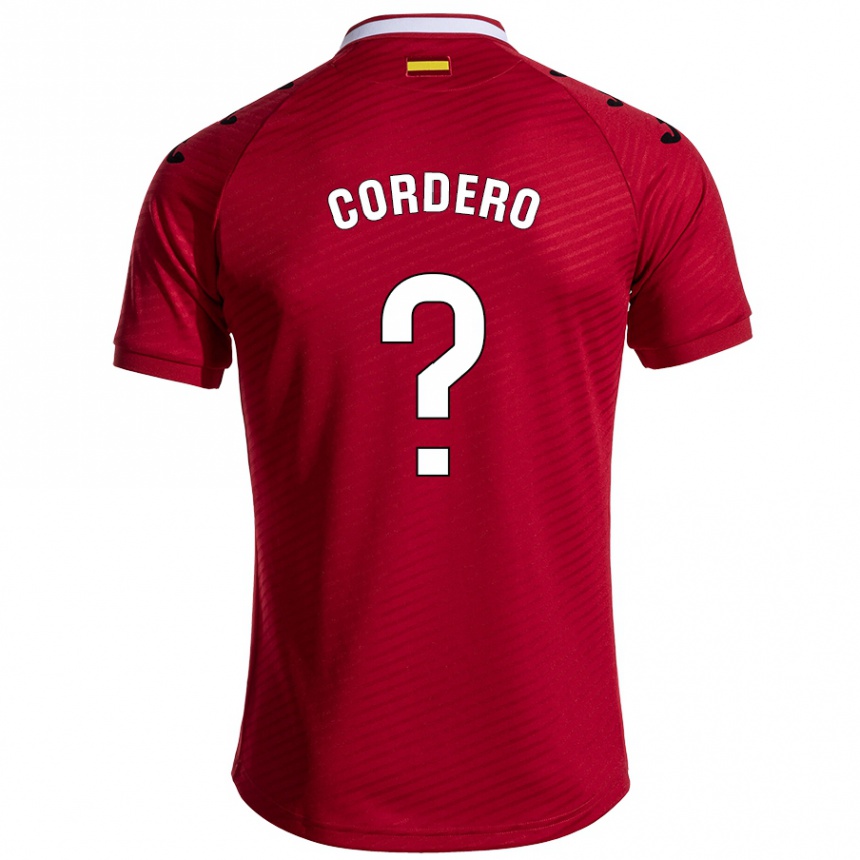 Kids Football Alberto Cordero #0 Dark Red Away Jersey 2024/25 T-Shirt Canada