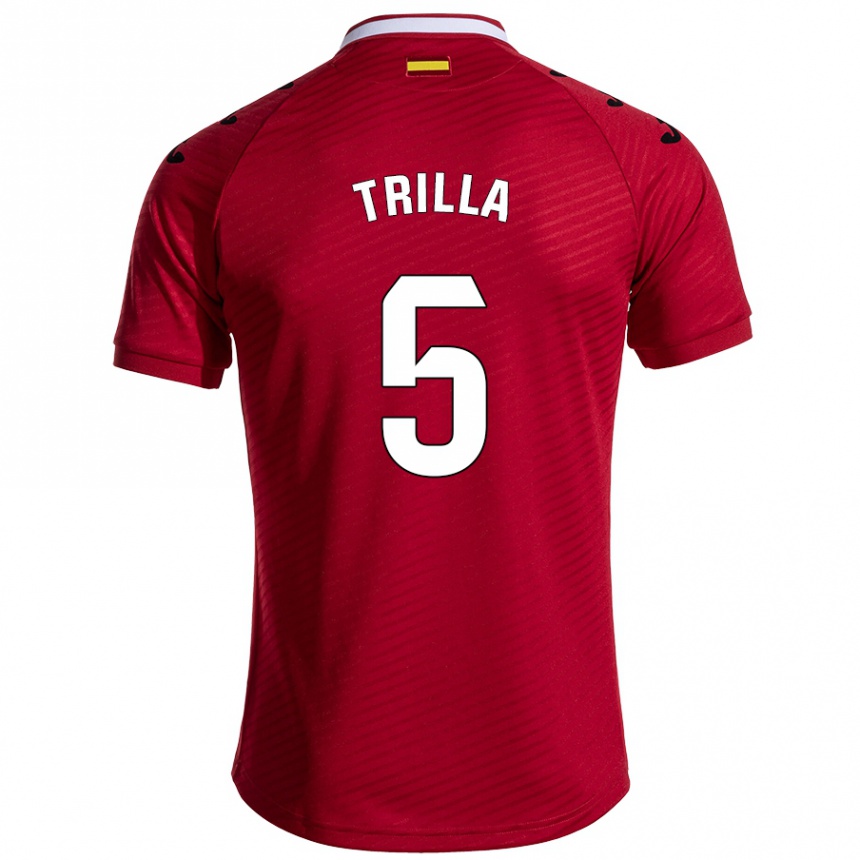 Kids Football Guillem Trilla #5 Dark Red Away Jersey 2024/25 T-Shirt Canada