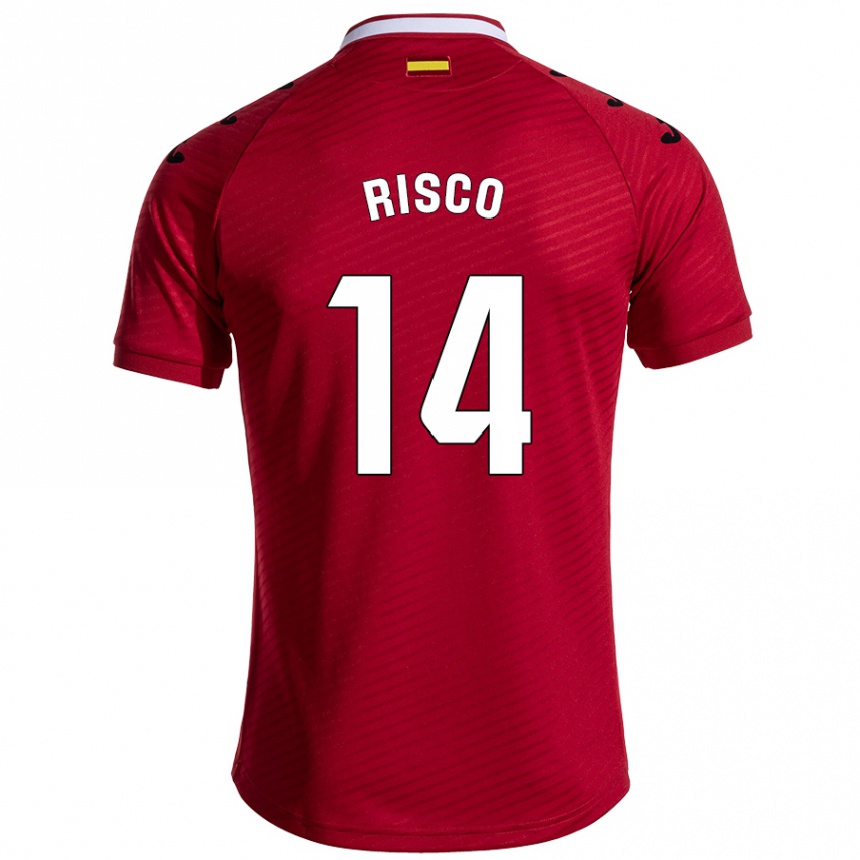 Kids Football Alberto Risco #14 Dark Red Away Jersey 2024/25 T-Shirt Canada