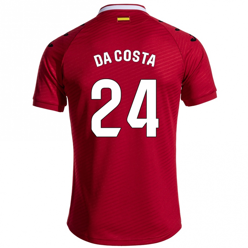 Kids Football Coba Da Costa #24 Dark Red Away Jersey 2024/25 T-Shirt Canada