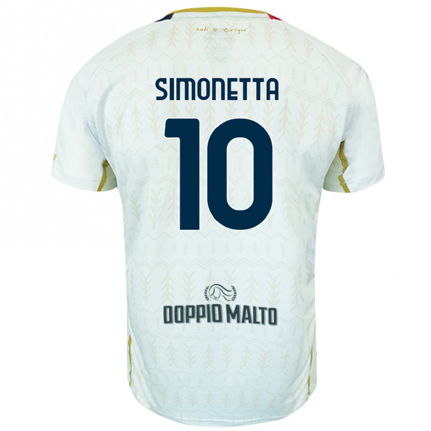 Kids Football Jacopo Simonetta #10 White Away Jersey 2024/25 T-Shirt Canada