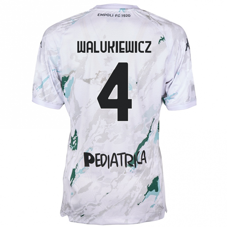 Kids Football Sebastian Walukiewicz #4 Grey Away Jersey 2024/25 T-Shirt Canada