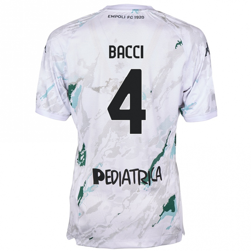 Kids Football Jacopo Bacci #4 Grey Away Jersey 2024/25 T-Shirt Canada